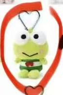 1117 三丽鸥 大眼蛙 毛绒爱心扣