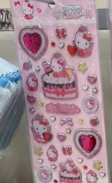 1205 三丽鸥 kt 粉色蛋糕图案 贴纸