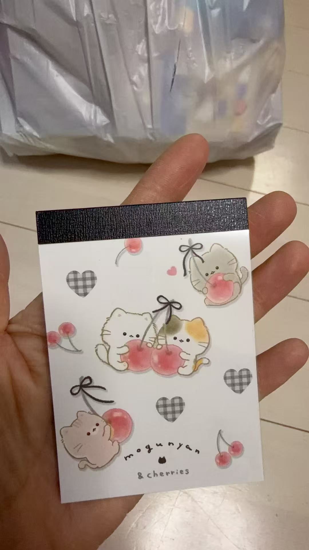 1218 两只猫咪抱樱桃 便签本