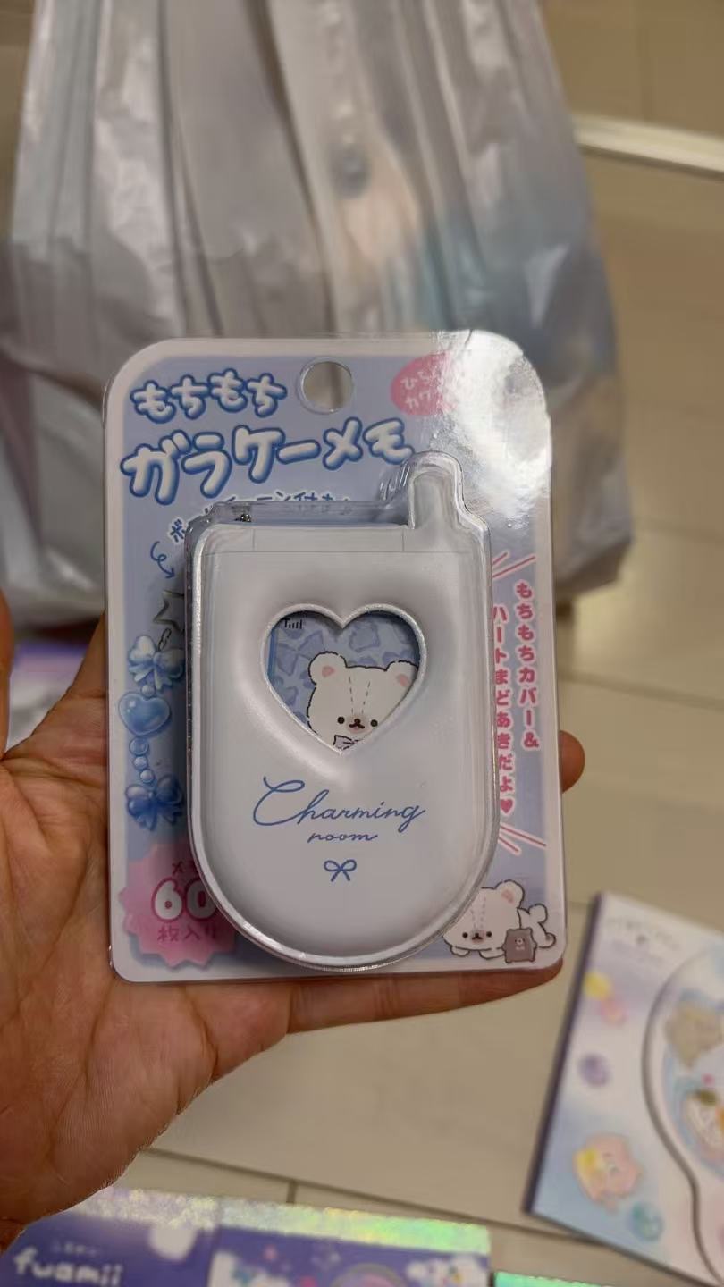 1218 小熊图案 白色翻盖手机造型便签本