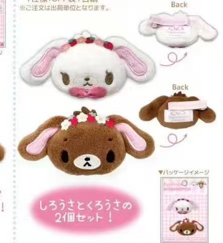 预售甜点兔 白色棕色两个兔子头 发夹