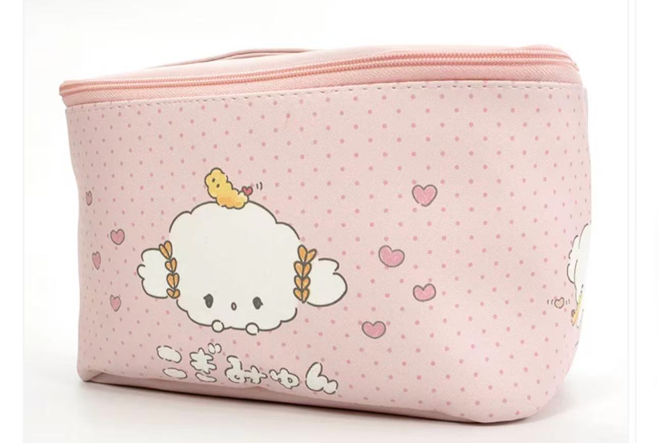 0130 小麦云手拎化妆包收纳包粉色