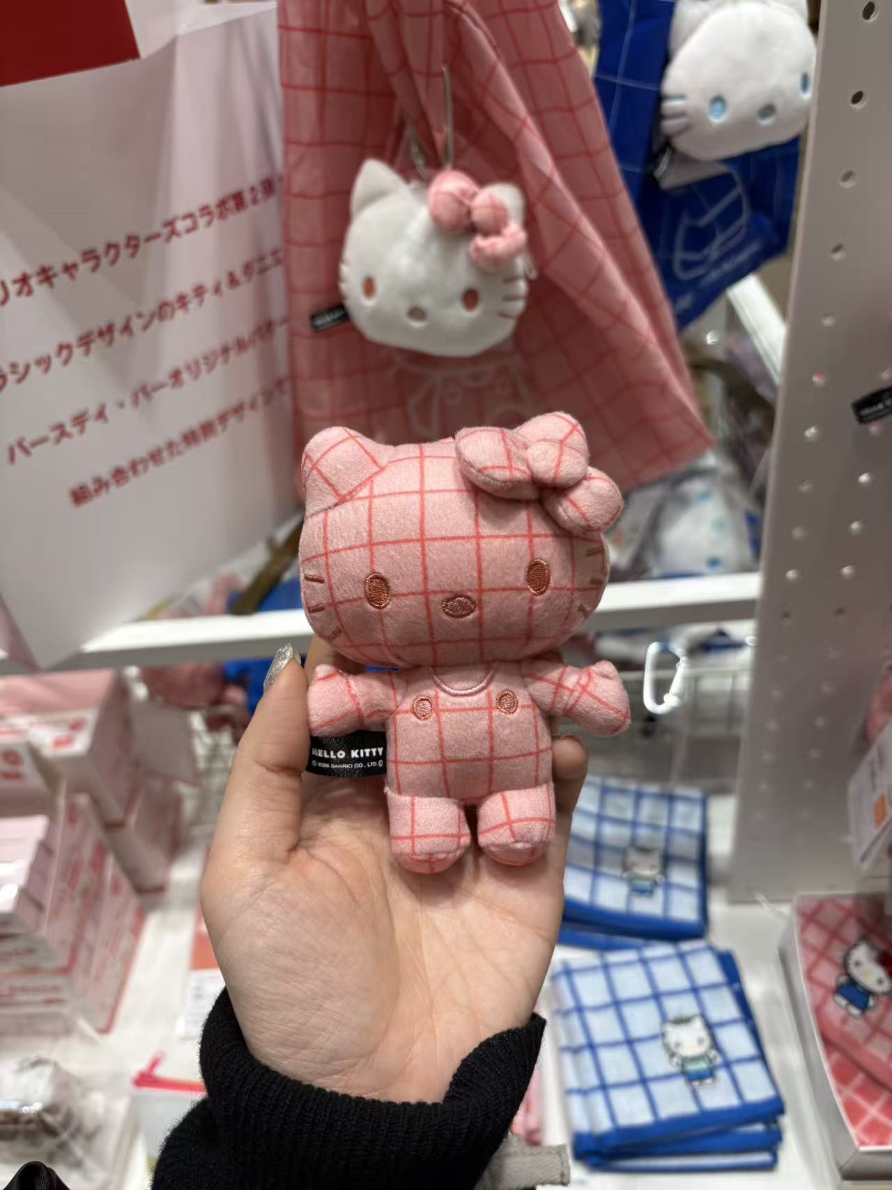 0211 三丽鸥 粉丝格纹kt 毛绒公仔