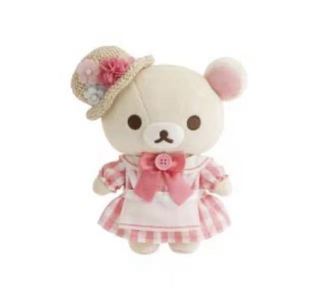 0222 轻松熊 有乐町 妹妹粉色格子衣服毛绒中偶 52汇