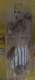 0302 灰色小熊蓝白格子毛绒挂件