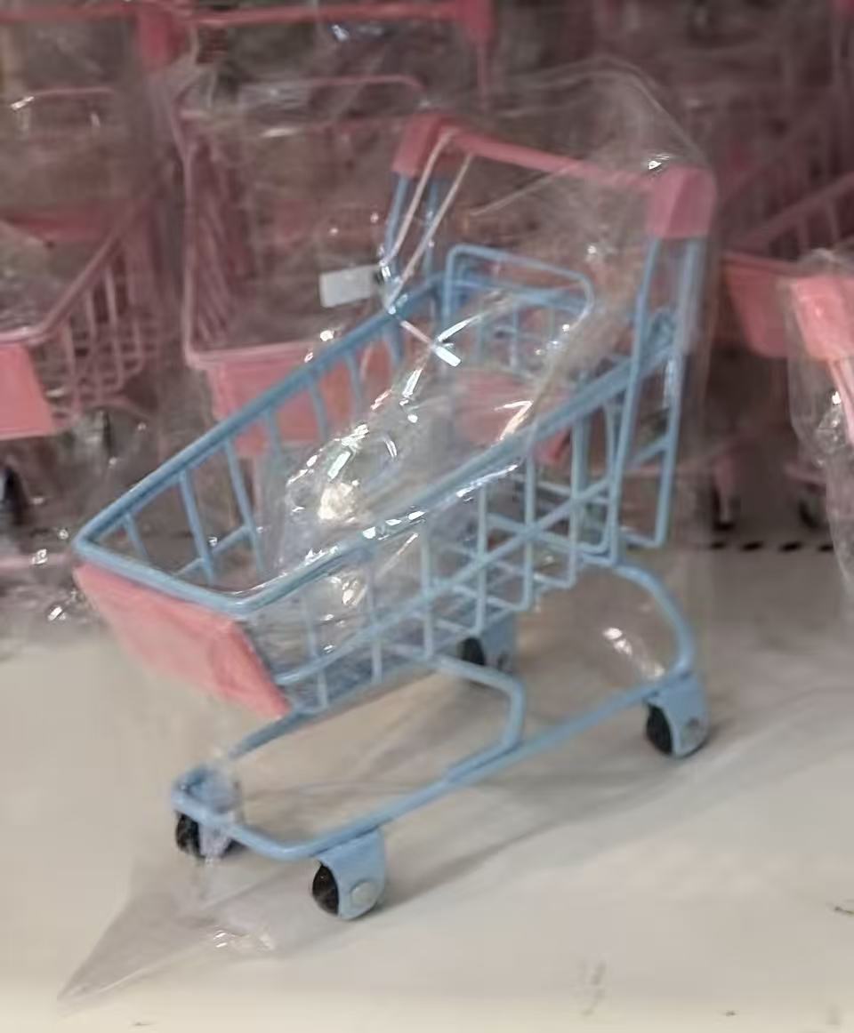 0303 蓝色小购物车 装饰品 