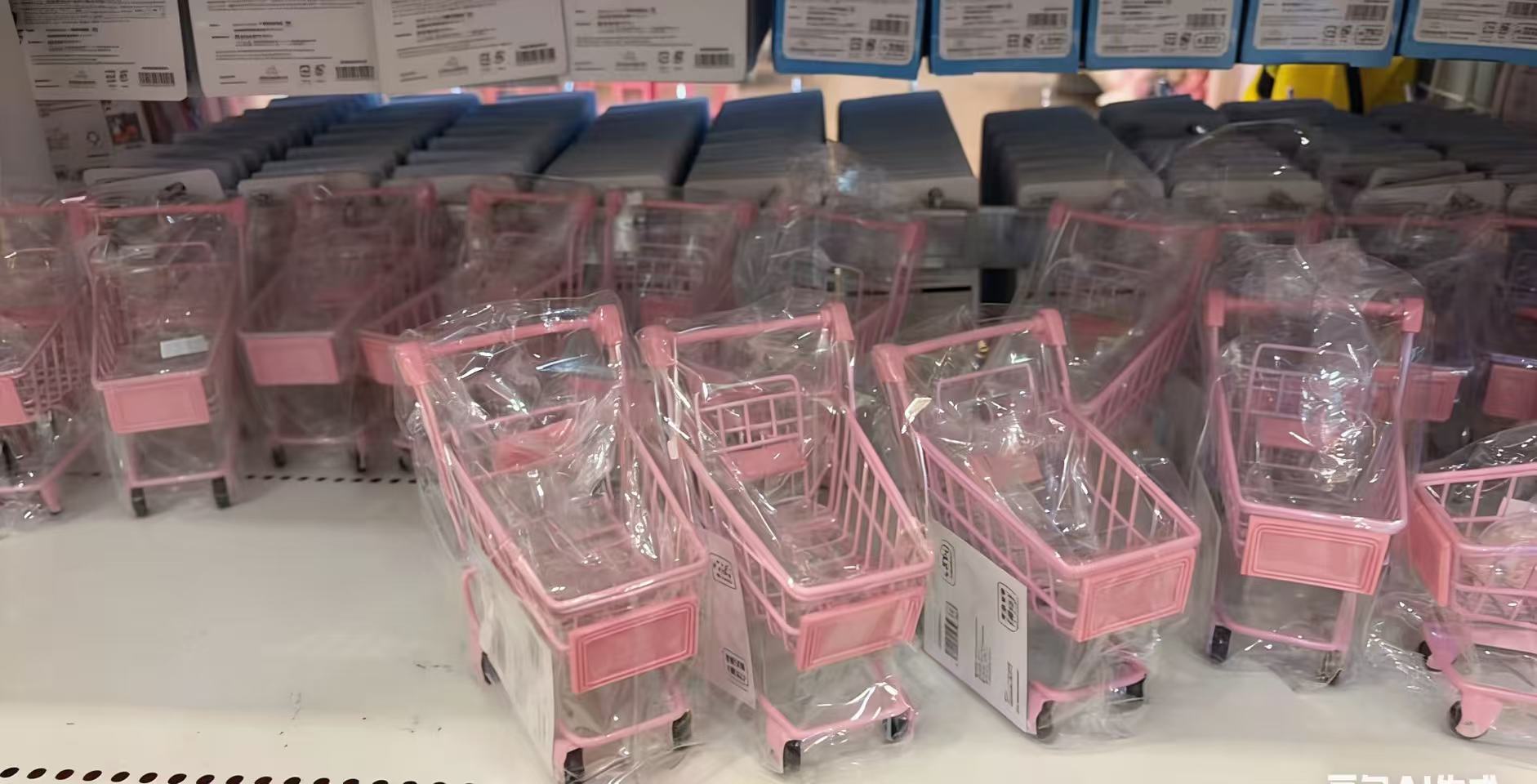 0303 粉色购物小车 装饰品 