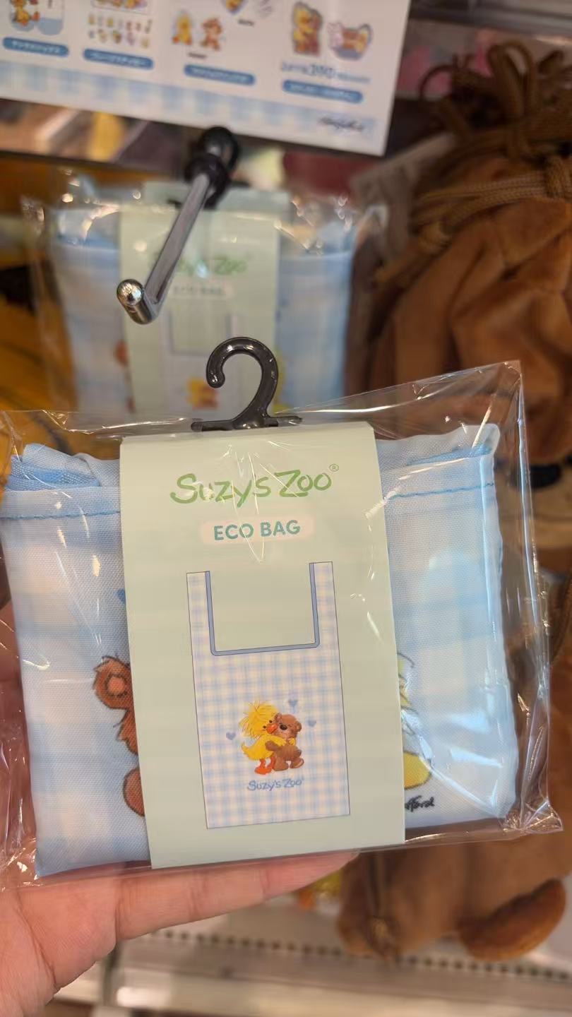 0302 梨花熊 蓝色格子环保购物袋