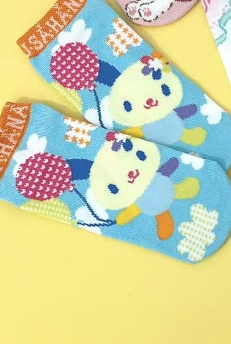 0306 花小兔蓝色袜子 5汇