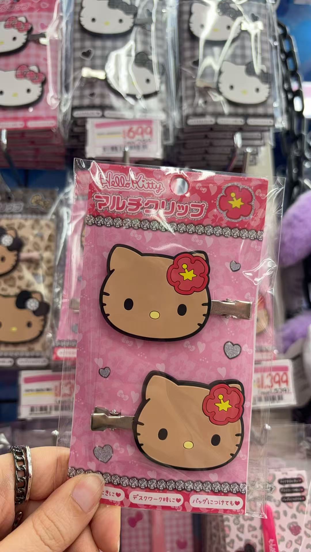 0312 三丽鸥 黑皮kitty花朵发夹 发夹一对