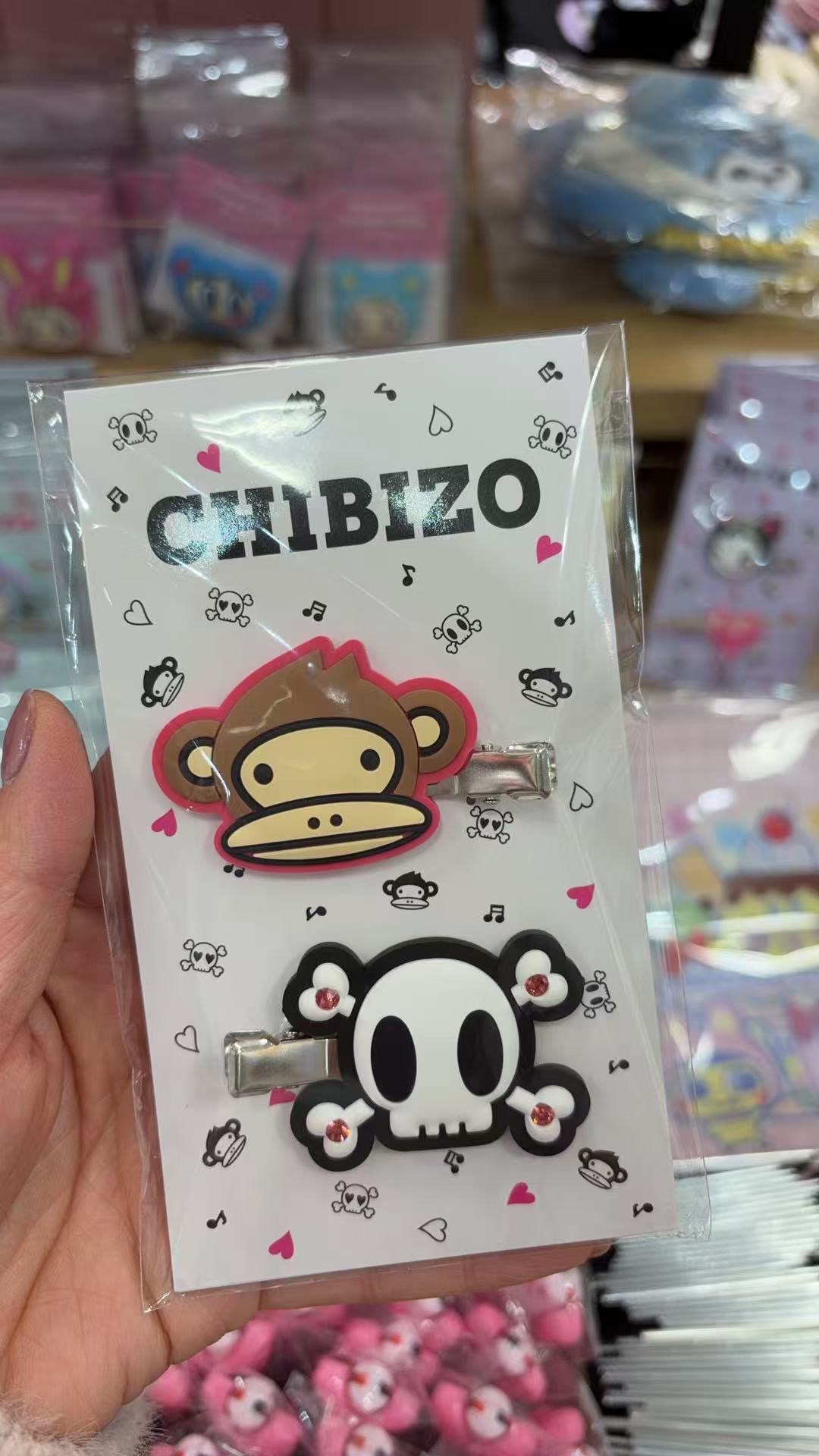 0312 猴子骷髅发夹 一对