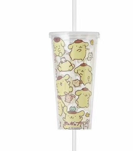 0316 三丽鸥  布丁狗（Pom Pom Purin）双层透明吸管杯