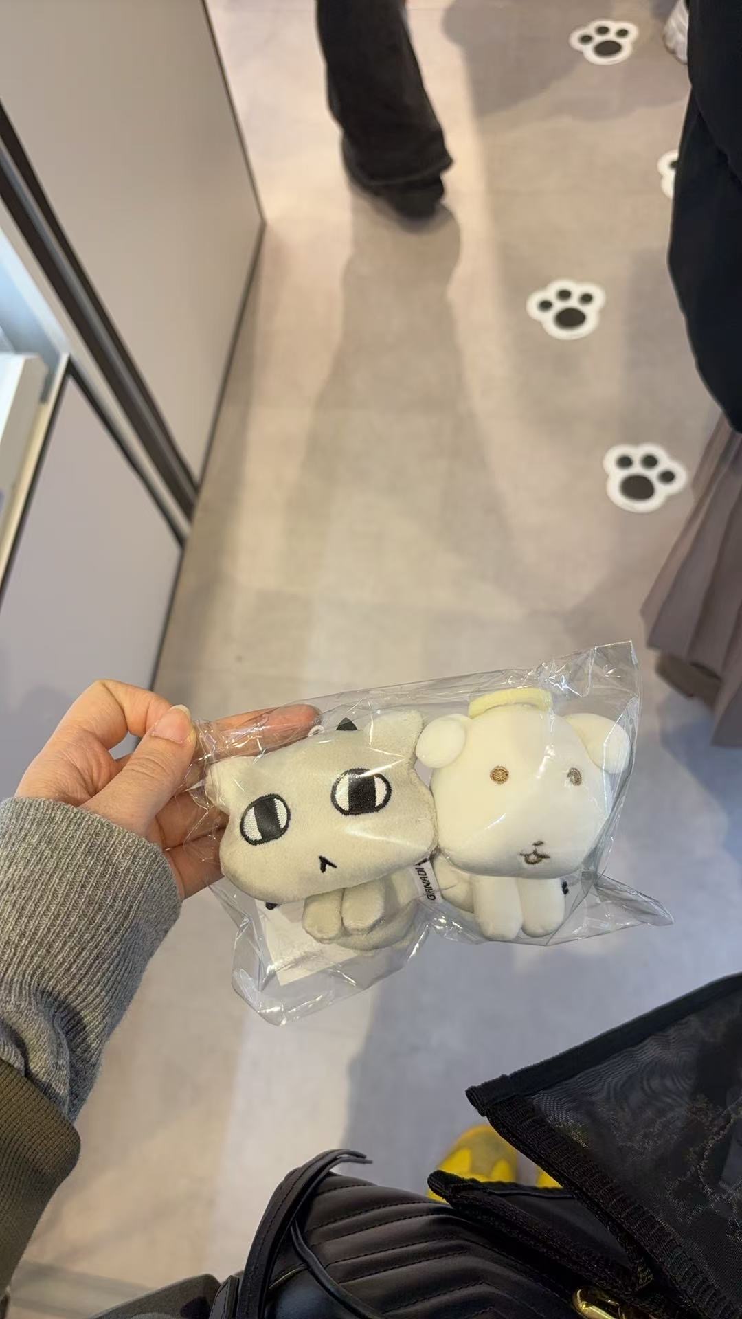 0323  Ganadi 小白狗小猫天使与恶魔CP毛绒挂件套装5汇