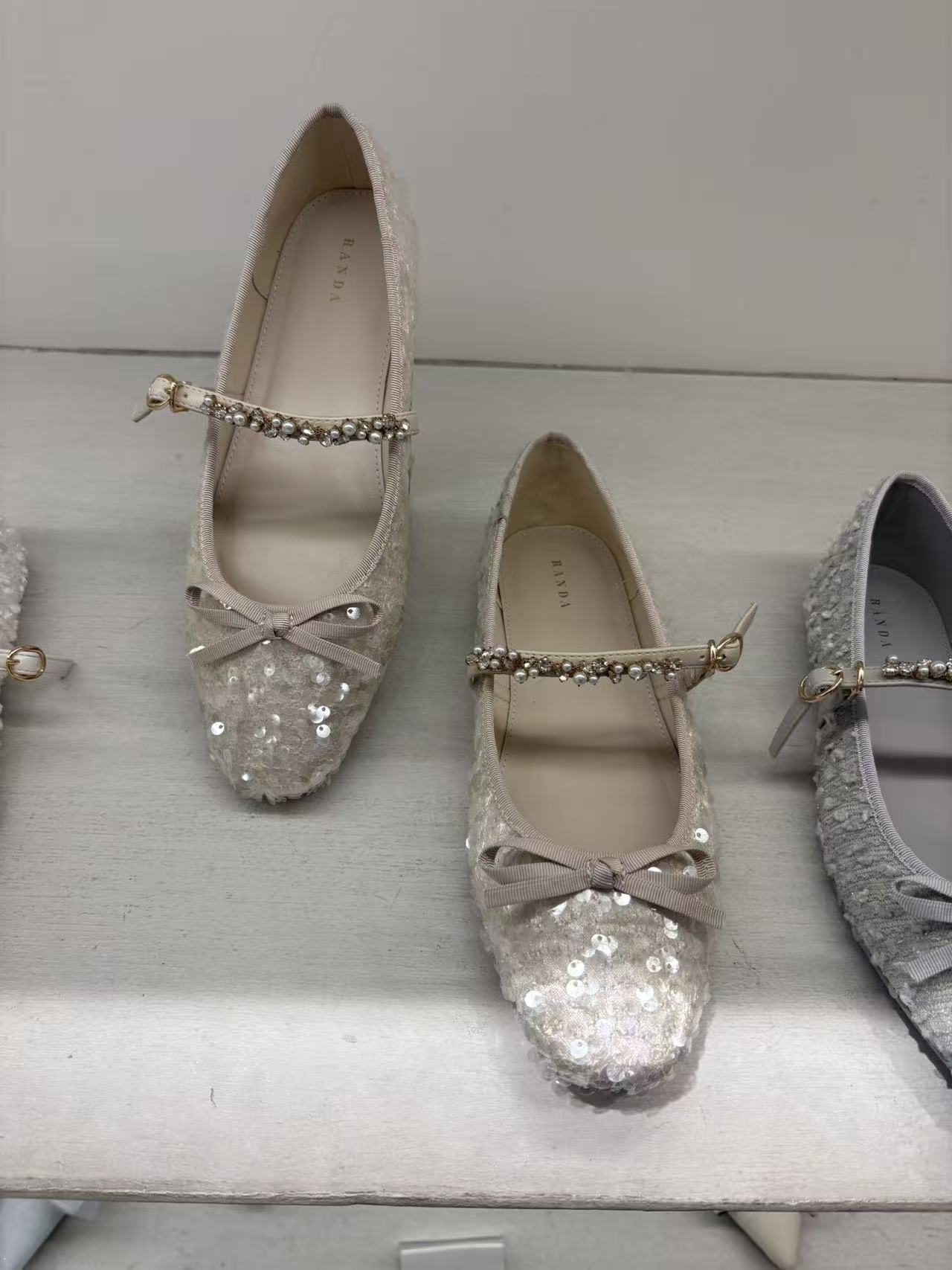 0323 2026春季新款水钻闪耀绑带芭蕾舞鞋M码