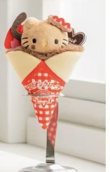 48汇0430 巧克力草莓款Hello Kitty可丽饼甜筒毛绒挂件