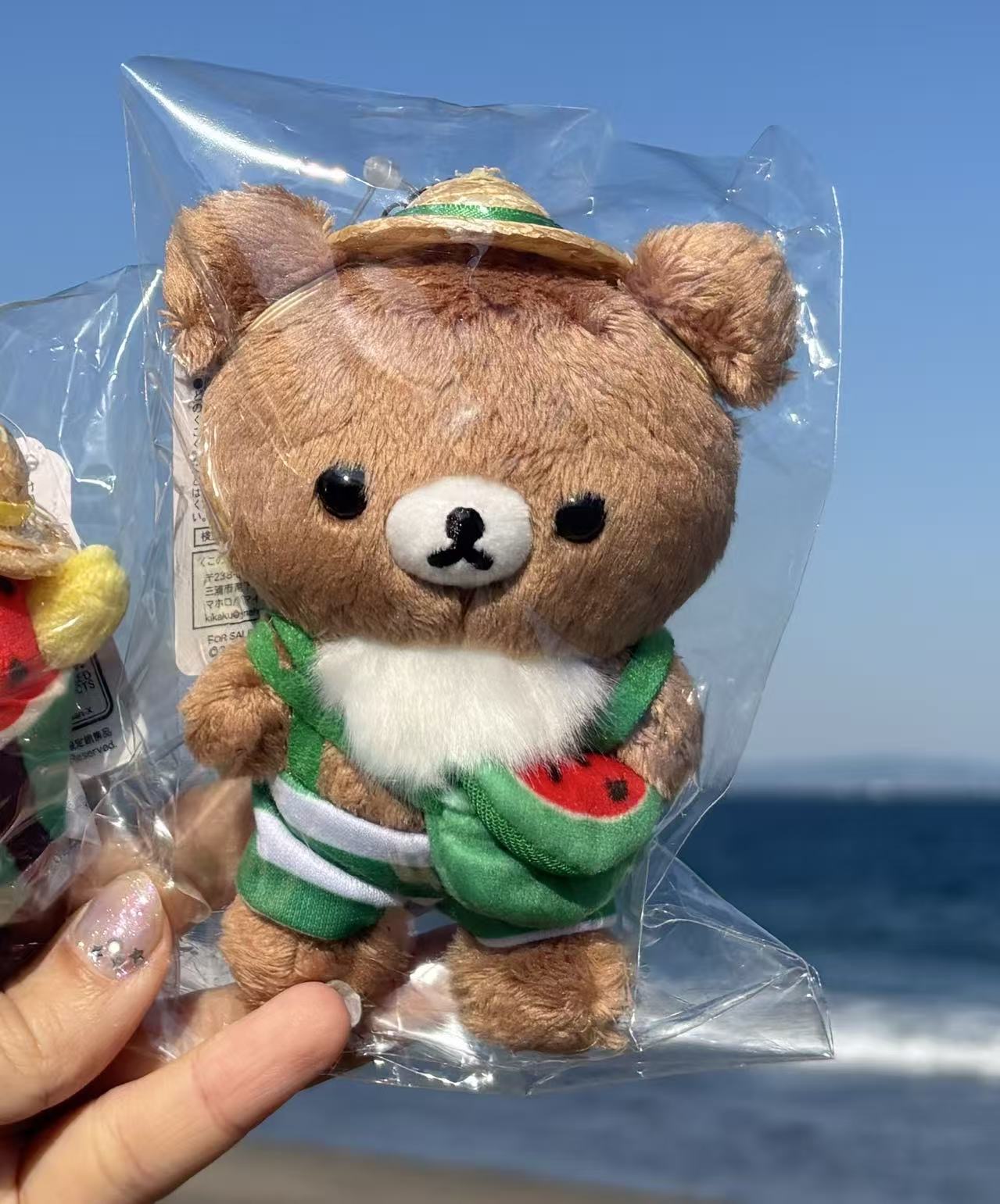  0417 5汇起接 轻松熊西瓜造型熊弟毛绒挂件