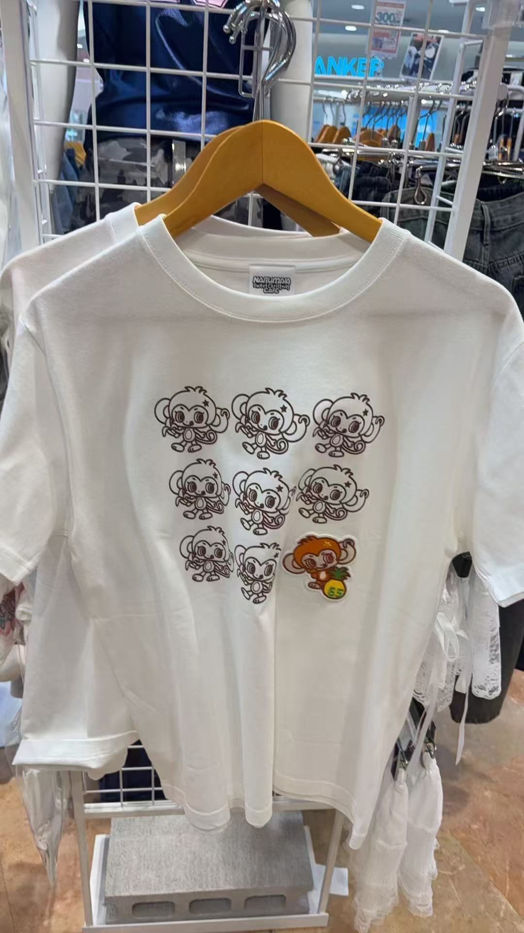 0414 小猴子九宫格白色短袖M码