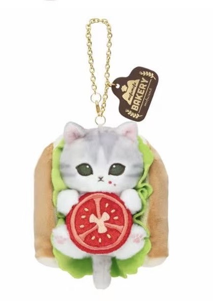 5汇0418 mofusand的面包房系列西红柿三明治猫咪毛绒挂件