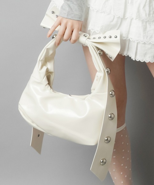 0425 网站折扣 白色蝴蝶结设计 手提包 