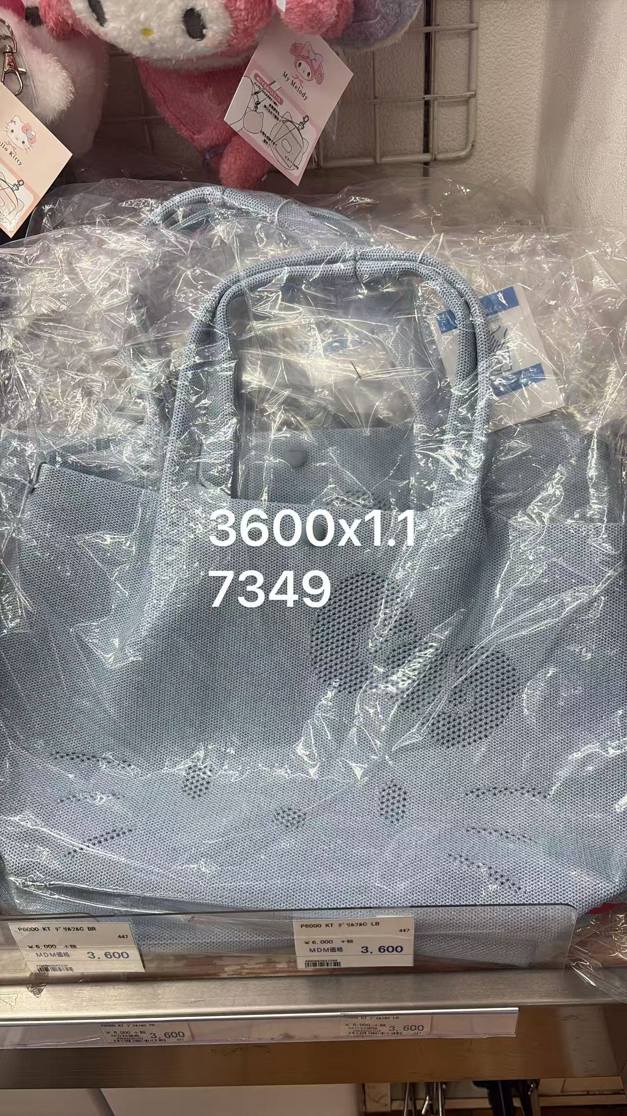 0502 折扣店  三丽鸥kt蓝色主题镂空托特包