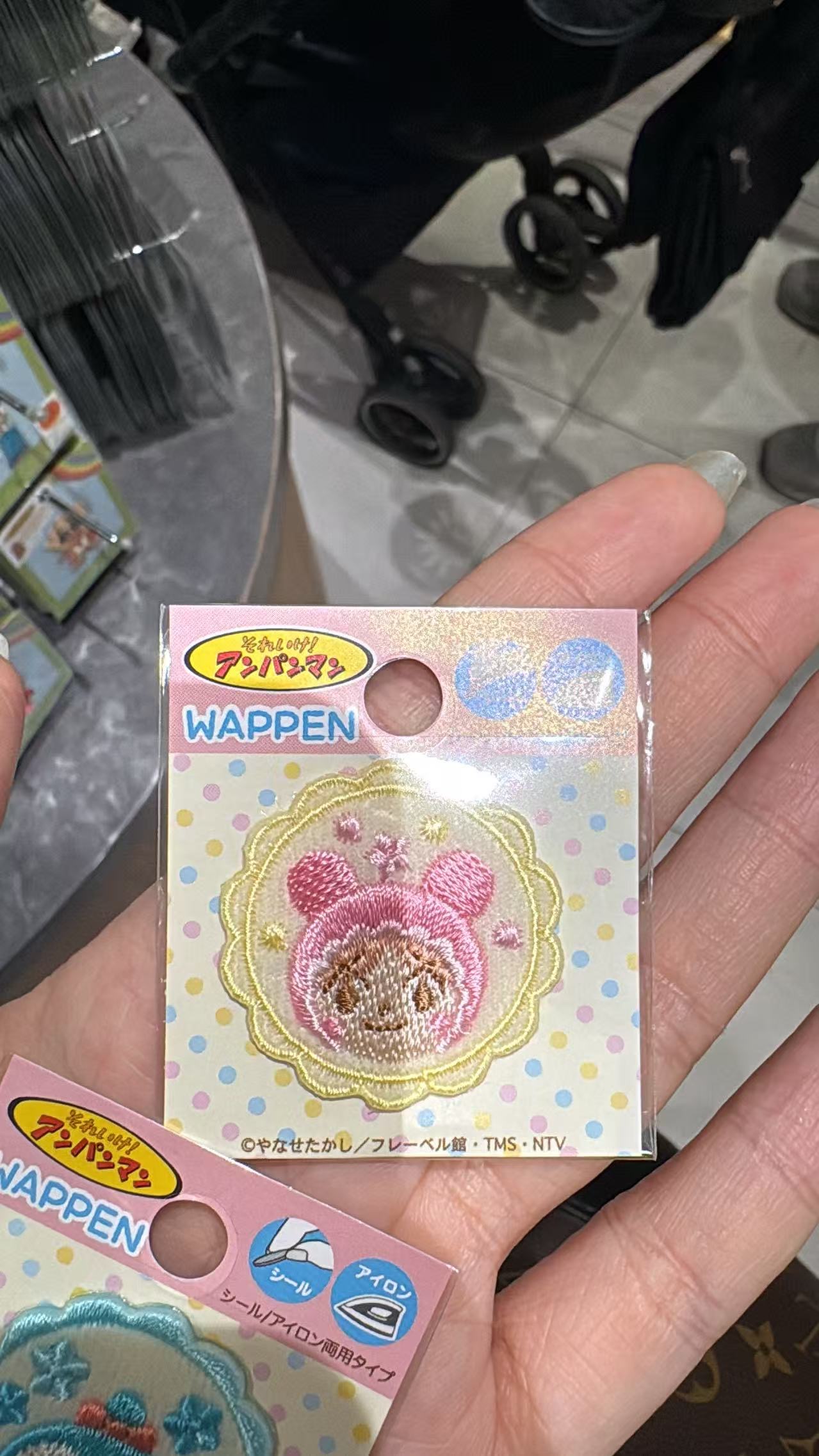 0505 面包超人 花边圆形 刺绣贴 粉色 