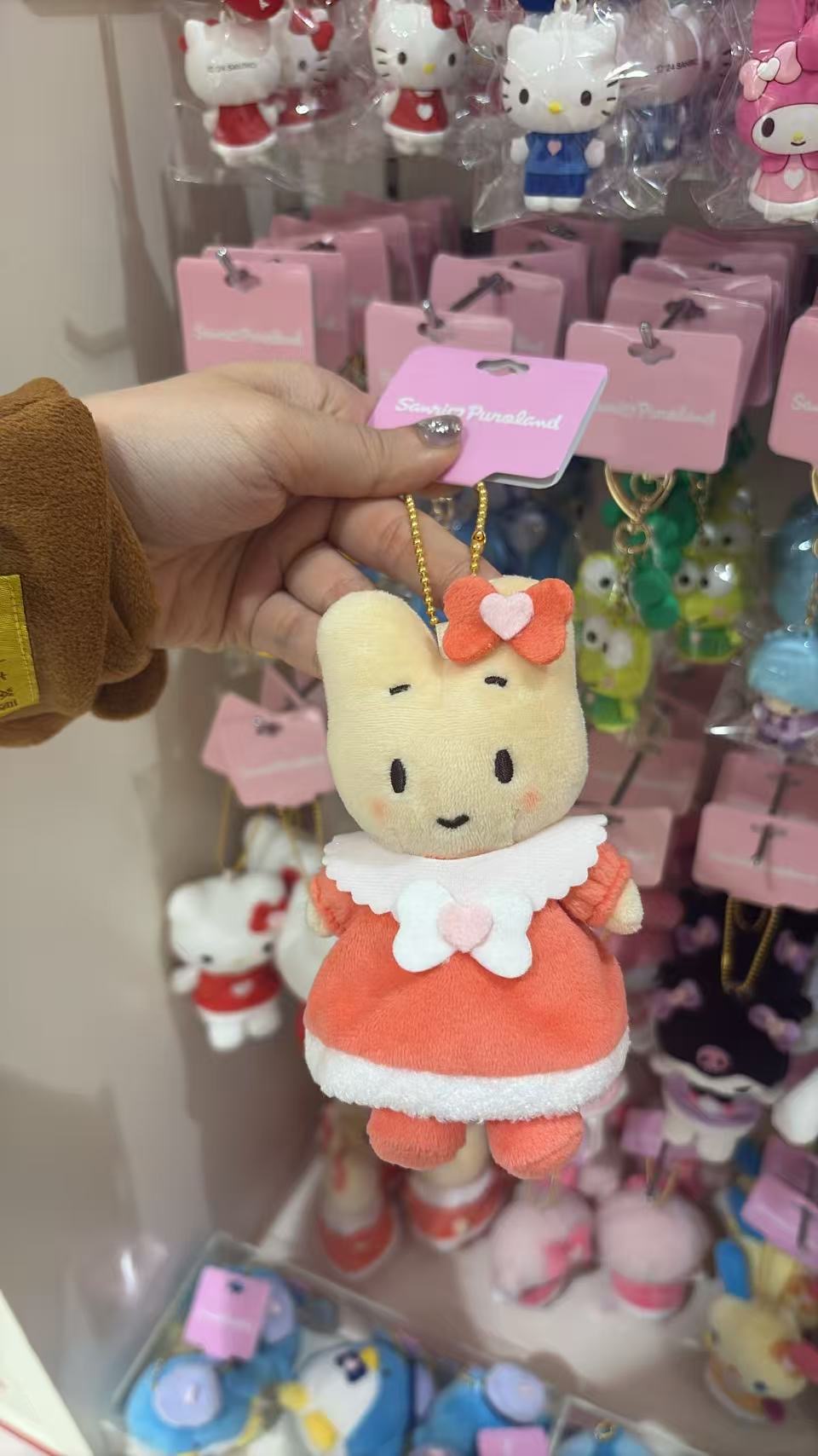 0515 三丽欧茉莉兔 桔红色连衣裙 毛绒挂件