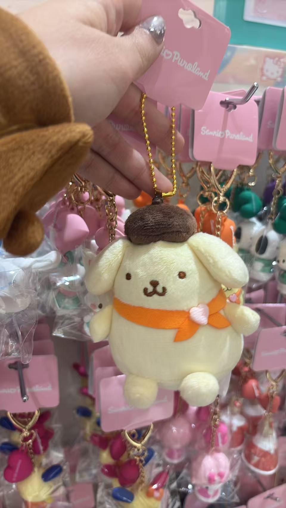 0515 三丽鸥 布丁狗戴黄色爱心领结 毛绒挂件