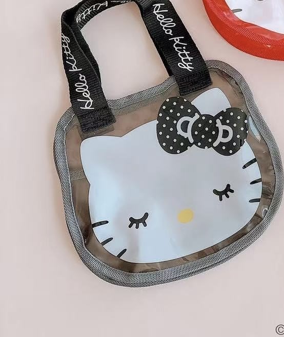 0604 Hello Kitty透明PVC手提小包黑色