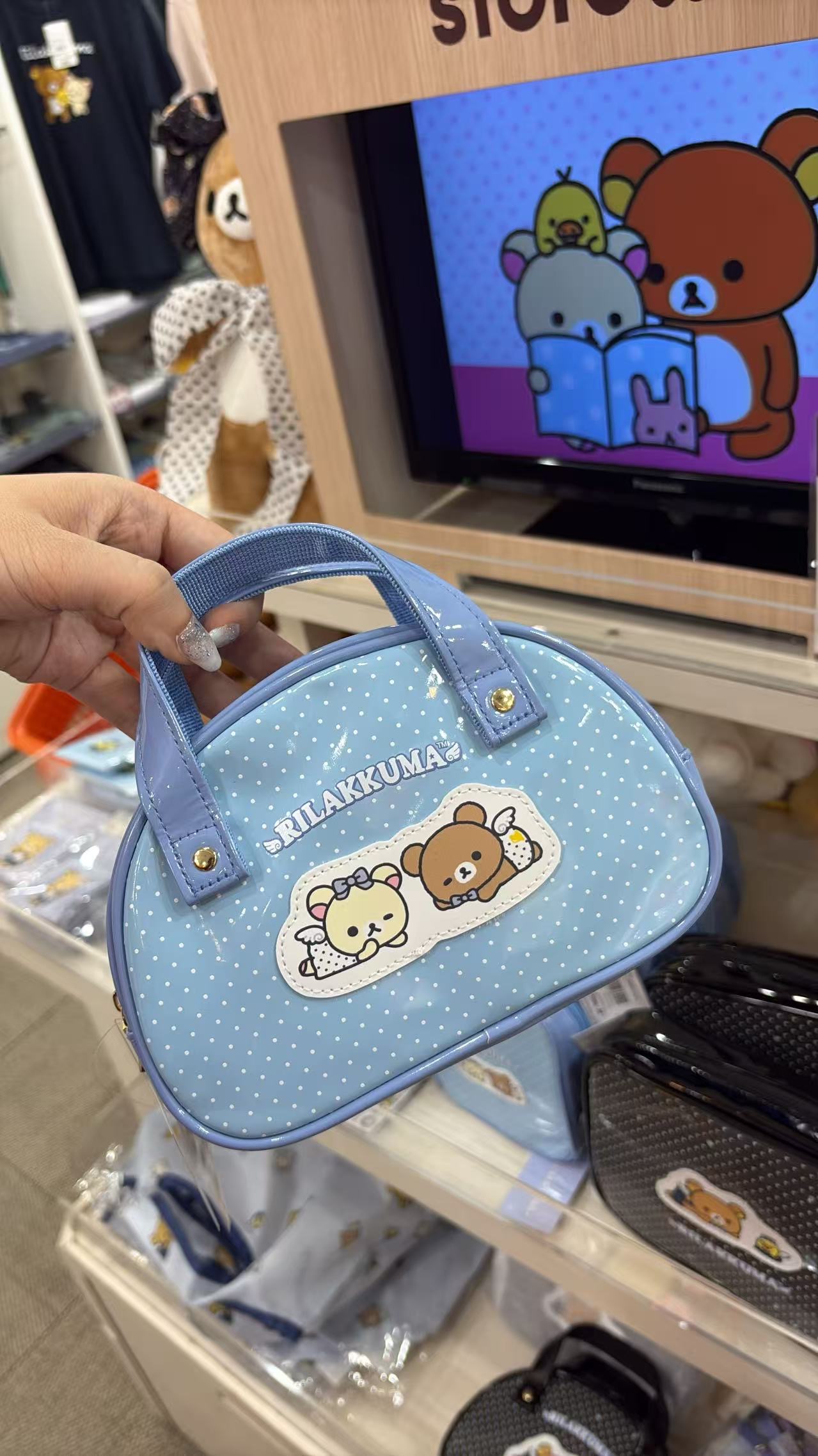 5汇0620 轻松熊 蓝色手提包