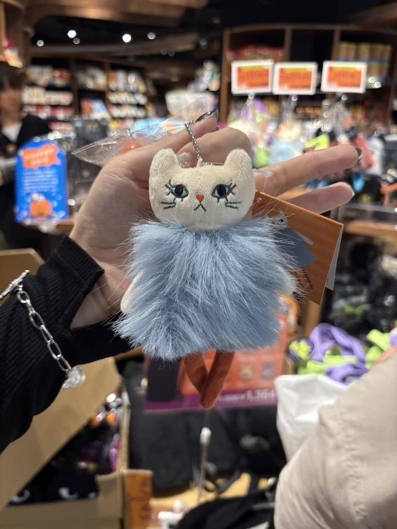 0909 K家 蓝色毛毛 小猫咪 万圣节 毛绒挂件 