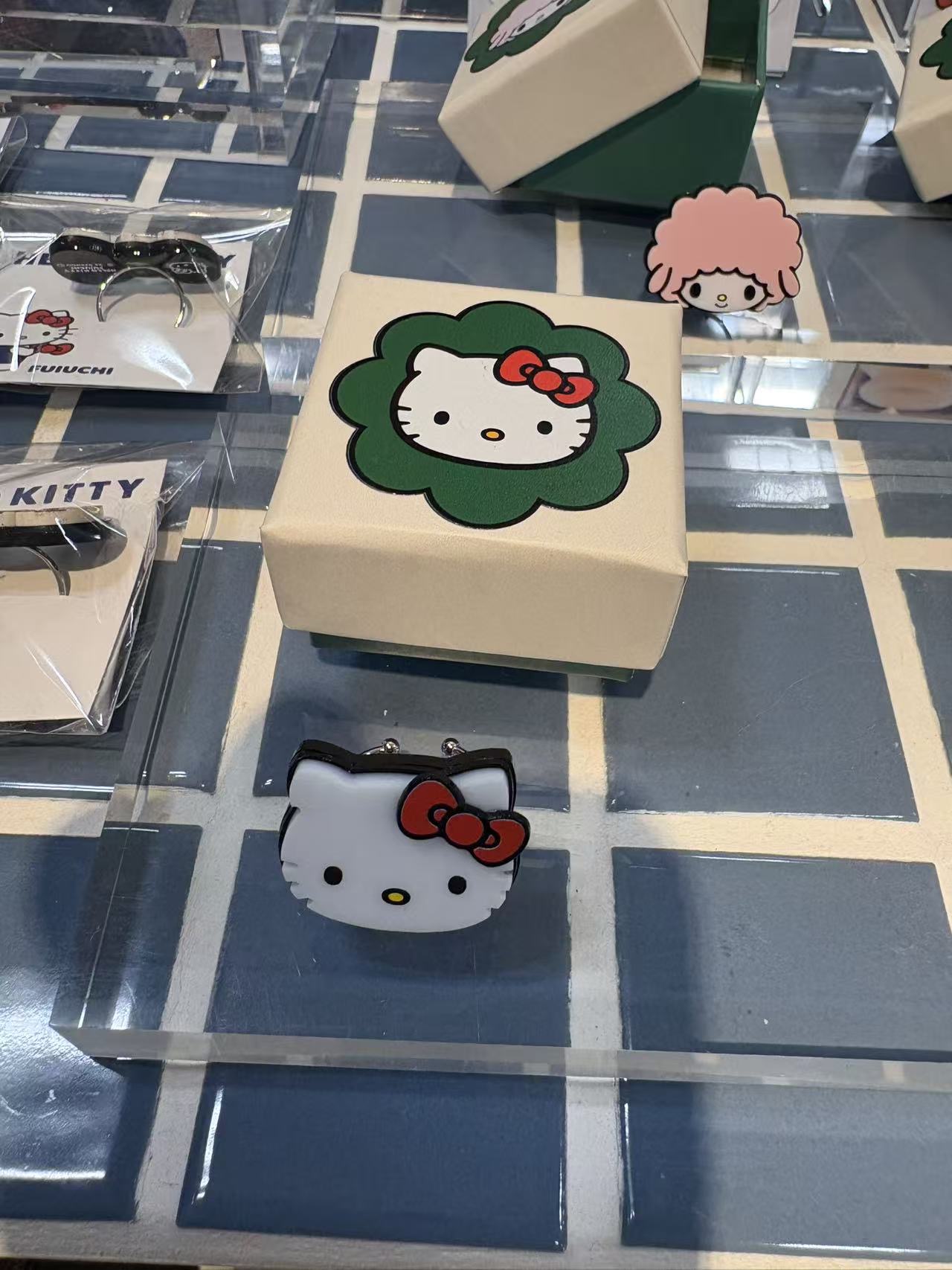 0910 48汇 三丽鸥 Hello Kitty 复古亚克力开口戒指