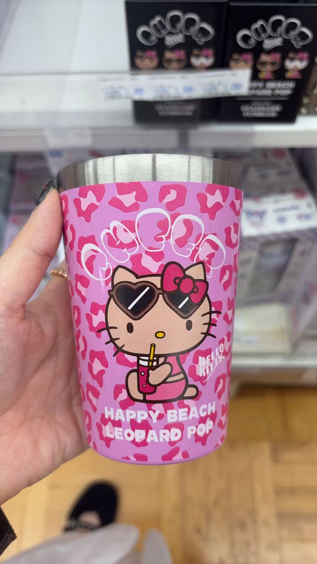 1015 折扣店 Hello Kitty 粉豹纹不锈钢水杯